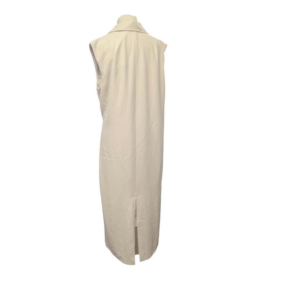 Marina Moscone Women Cream Long Sleeveless Vest Size M Belt Minimalist Luxury - Picture 4 of 11
